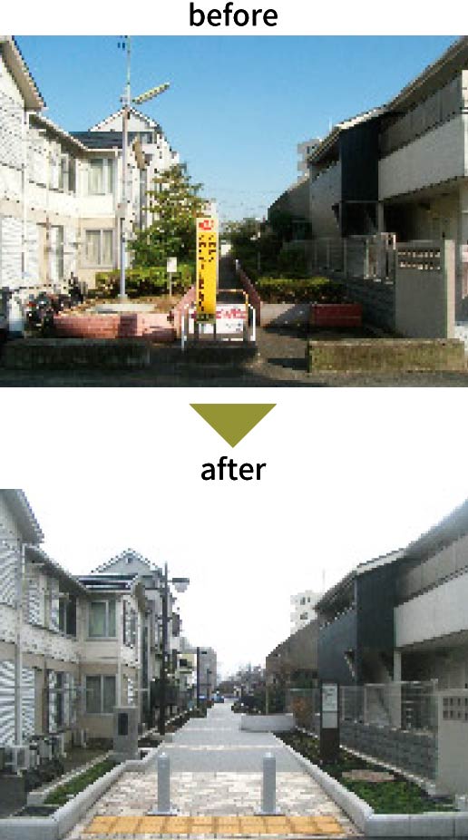 公園工事(北沢川緑道)の写真 before after